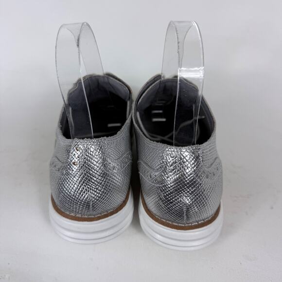 Cole Haan Grand.Os Oxford Shoes Womens 9 Metallic Silver Wingtip Lace-Up Comfort - Picture 7 of 10